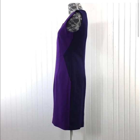 Tahari Sheath Purple Blue Career Illusion Dress - Picture 4 of 12